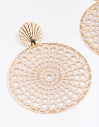 Gold Crochet Round Drop Earrings - link has visual effect only