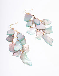 Layered Shell Pearl Petal Drop Earrings - link has visual effect only