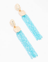 Turquoise Beaded Tassel Drop Earrings - link has visual effect only