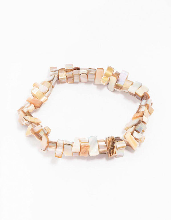 Neutral Mixed Bead Stretch Bracelet