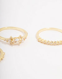 Gold Plated Fine Marquise Triple Stacking Ring Pack - link has visual effect only