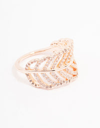 Rose Gold Leaf Band Cubic Zirconia Ring - link has visual effect only