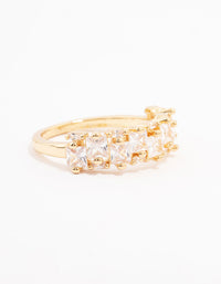 Gold Plated Staggered Cubic Zirconia Band Ring - link has visual effect only