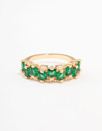 Gold Plated Staggered Emerald Band Ring - link has visual effect only