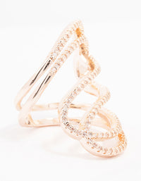 Rose Gold Lovely Ribbon Cubic Zirconia Cocktail Ring - link has visual effect only