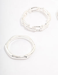 Silver Plated Chain Link Stacking Ring Pack - link has visual effect only