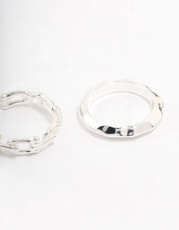 Silver Plated Chain Link Stacking Ring Pack - link has visual effect only