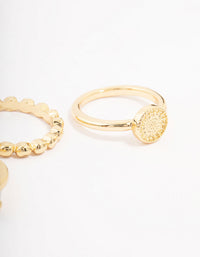 Gold Plated Textured Coin Stacking Ring Pack - link has visual effect only