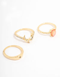 Gold Plated Celestial Pear Stacking Ring Pack - link has visual effect only