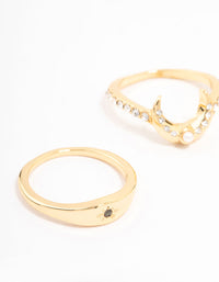 Gold Plated Celestial Pear Stacking Ring Pack - link has visual effect only