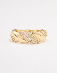 Gold Plated Cubic Zirconia Braided Ring - link has visual effect only