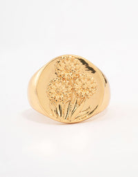 Gold Plated Floral Signet Ring - link has visual effect only