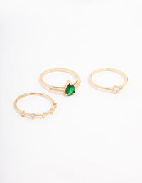 Gold Plated Elegant Pear Triple Stacking Ring - link has visual effect only