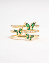 Gold Triple Butterfly Band Ring - link has visual effect only