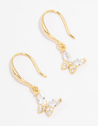 Gold Plated Sterling Silver Cubic Zirconia Butterfly Charm Earrings - link has visual effect only