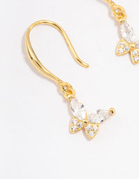 Gold Plated Sterling Silver Cubic Zirconia Butterfly Charm Earrings - link has visual effect only