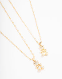 Gold Diamante Teddy Pendant Necklace Pack - link has visual effect only