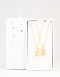 Gold Diamante Teddy Pendant Necklace Pack - link has visual effect only