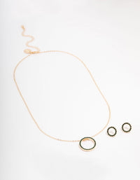 Gold Diamante Open Circle Jewellery Set - link has visual effect only