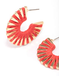 Orange Raffia Wrap Hoop Earrings - link has visual effect only