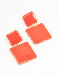 Gold Plated Square 2 Row Drop Earrings - link has visual effect only