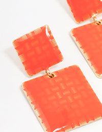 Gold Plated Square 2 Row Drop Earrings - link has visual effect only