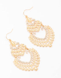 Gold Textured Statement Drop Earrings - link has visual effect only