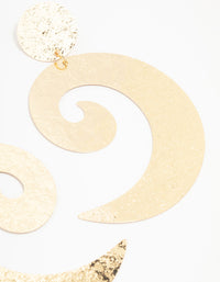 Gold Textured Swirling Drop Earrings - link has visual effect only