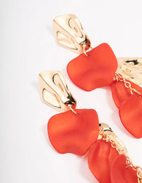 Gold & Red Coated Petal Drop Earrings - link has visual effect only