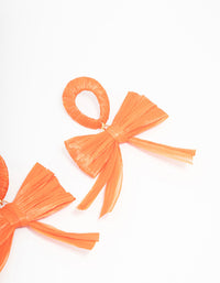 Orange Large Bow Stud Drop Earrings - link has visual effect only