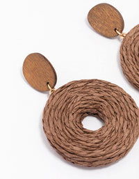 Brown Raffia Large Donut Drop Earrings - link has visual effect only