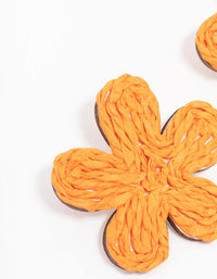 Orange Raffia Wrap Flower Stud Earrings - link has visual effect only