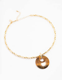 Gold Twisted Pendant Necklace - link has visual effect only