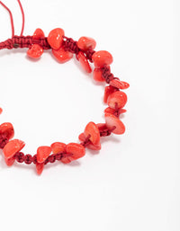 Red Mixed Bead Adjustable Cord Bracelet - link has visual effect only