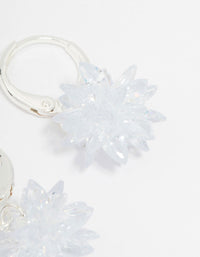 Silver Cubic Zirconia Spike Flower Huggie Hoop Earrings - link has visual effect only