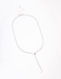 Rhodium Cubic Zirconia Snake Y-Shape Necklace - link has visual effect only