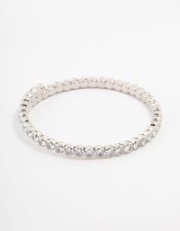 Rhodium Cubic Zirconia Round Stone Bracelet - link has visual effect only