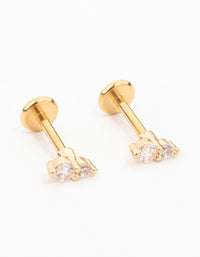 Gold Plated Surgical Steel Cubic Zirconia Double Flat Back 2-Pack - link has visual effect only