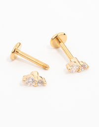 Gold Plated Surgical Steel Cubic Zirconia Double Flat Back 2-Pack - link has visual effect only