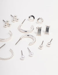 Silver Stud & Hoop Basic Earring Pack - link has visual effect only