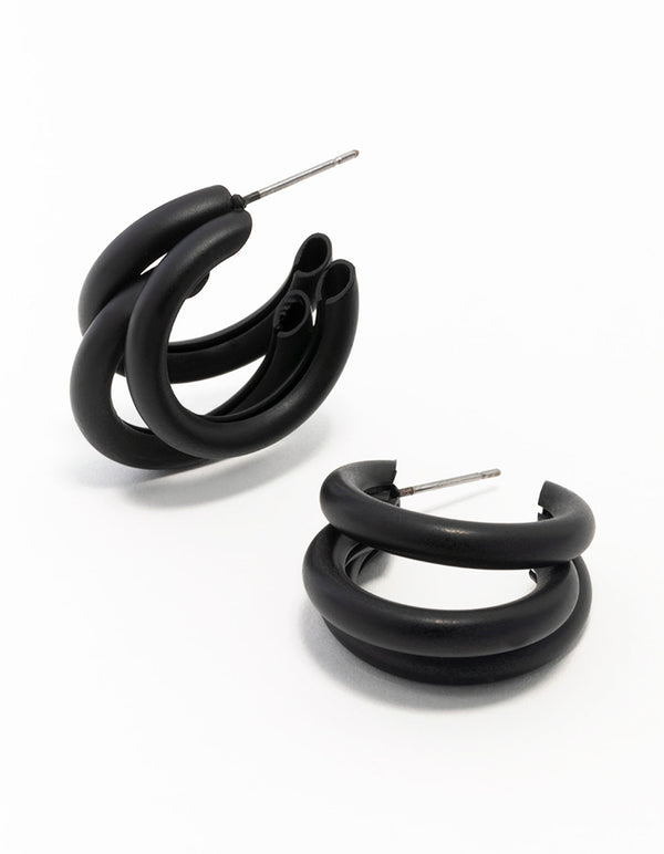 Coated Triple Statement Hoop Earrings