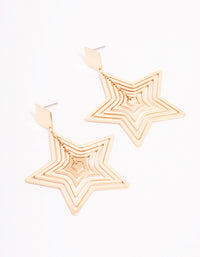 Gold Diamante & Star Drop Earrings - link has visual effect only