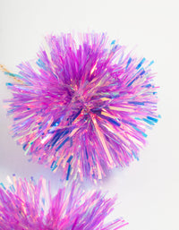 Gold & Pink Pom Pom Drop Earrings - link has visual effect only