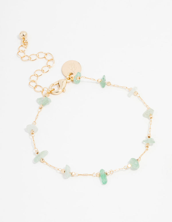 Gold Plated Semi Precious Station Toggle Bracelet