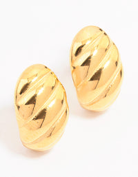 Waterproof Gold Plated Waterproof Stainless Steel Croissant Stud Earrings - link has visual effect only