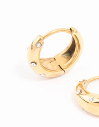 Waterproof Gold Plated Stainless Steel stainless steel Crystal Huggie Hoop Earrings - link has visual effect only