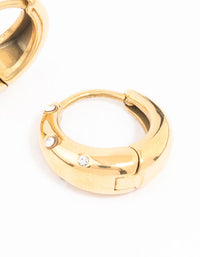 Waterproof Gold Plated Stainless Steel stainless steel Crystal Huggie Hoop Earrings - link has visual effect only