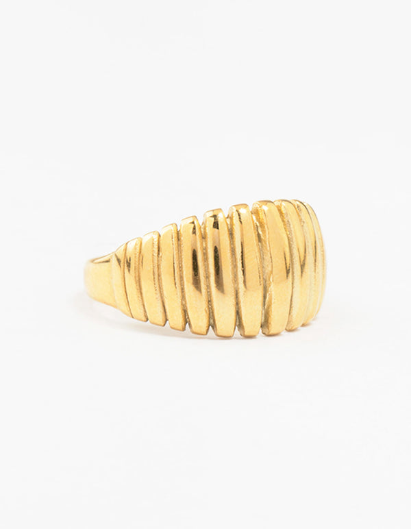 Waterproof Gold Plated Stainless Steel Croissant Cocktail Ring