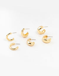 Gold Plated Chunky Hoop Earrings 3-Pack - link has visual effect only