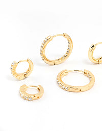 Gold Plated Diamante Huggie Earrings - link has visual effect only